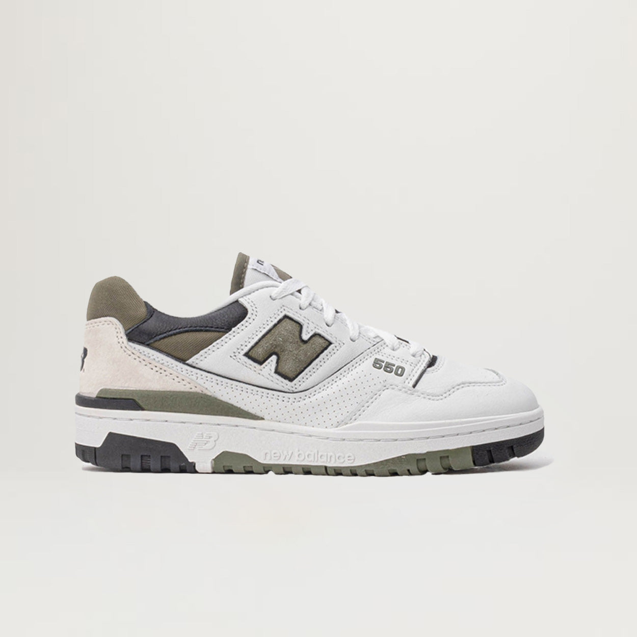 New Balance 550 (White/Dark Olivine/Black) - Size 5M::6.5W