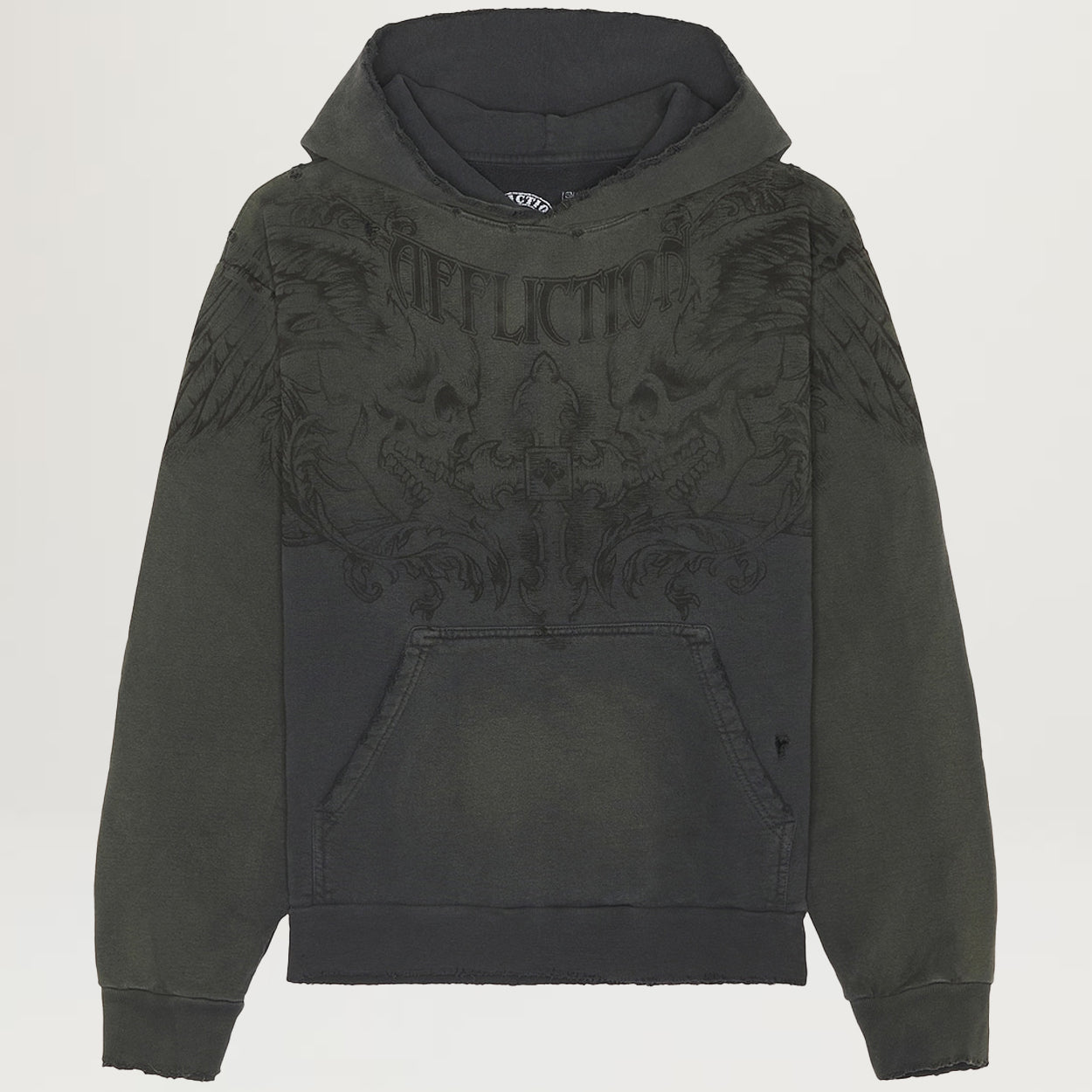Affliction Winged Up Pullover Hoodie (Grey Vapor Wash)