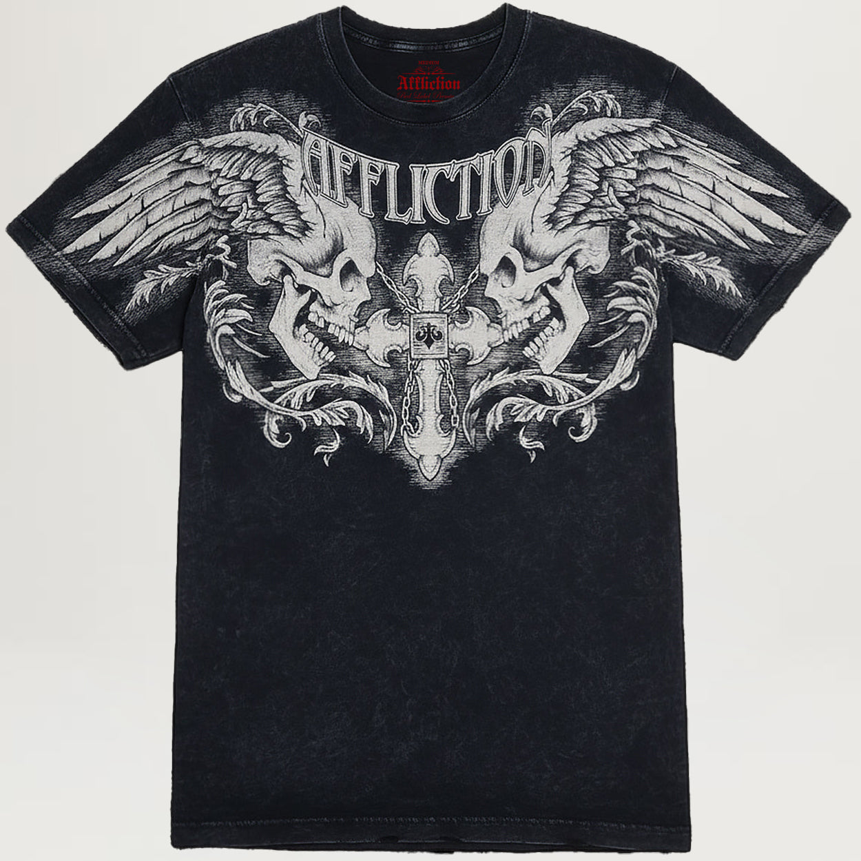 Affliction Winged Up Tee (Black Lava Wash)