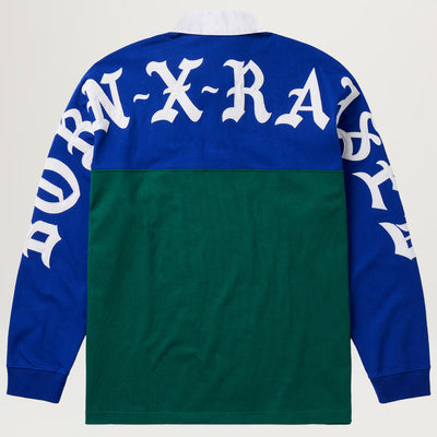 Born X Raised Color Blocked Rugby Shirt (Blue/Green)