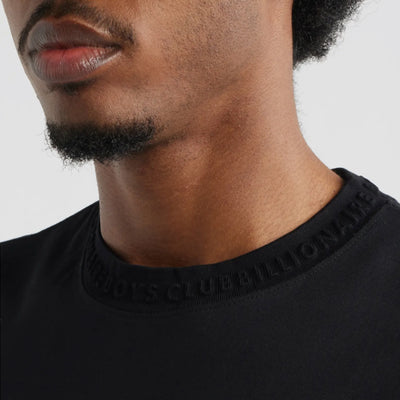 Billionaire Boy Club Wrapped Knit Tee (Black W/ Embossed Black Letters)