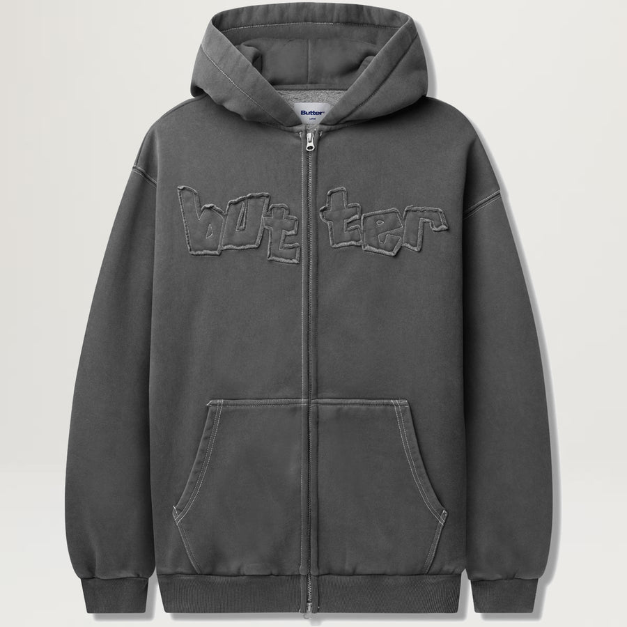 Butter Goods Mineral Wash Zip-Thru Hoodie (Charcoal)