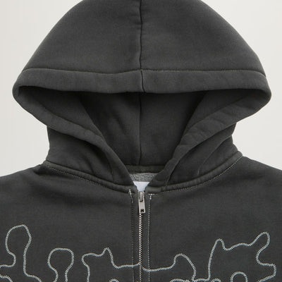 Butter Goods Blotch Zip-Thru Hoodie (Washed Black)