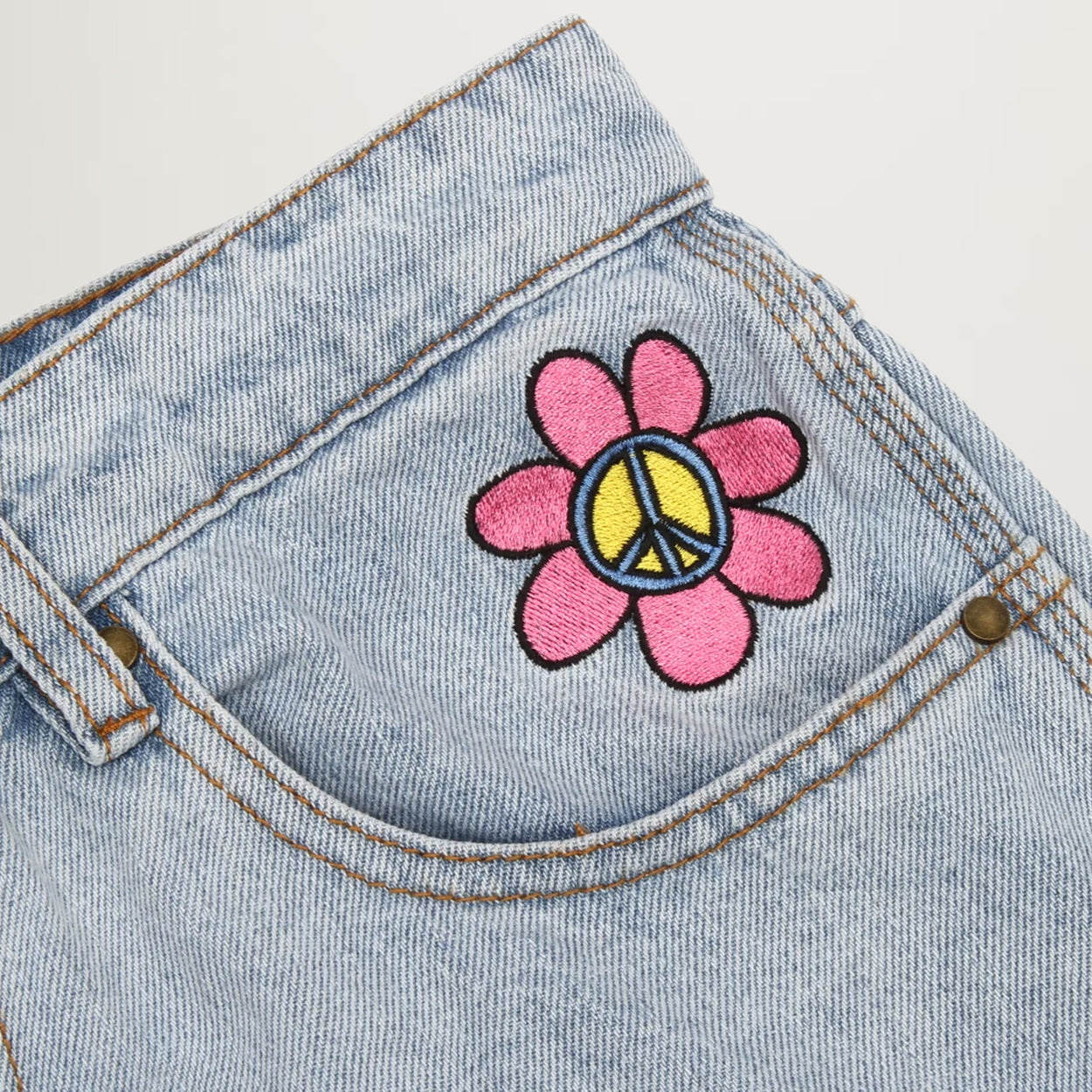 Butter Goods Flower Denim Jeans (Light Blue) - Size 40