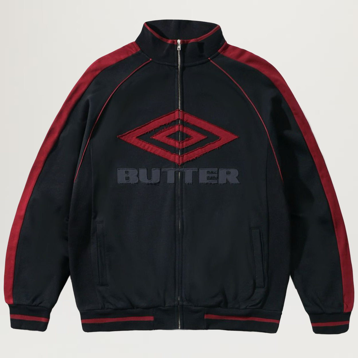 Butter Goods X Umbro Diamond Fleece Zip Thru Jacket (Black)