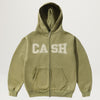 Cash Only Campus Zip-Thru Hoodie (Washed Olive)
