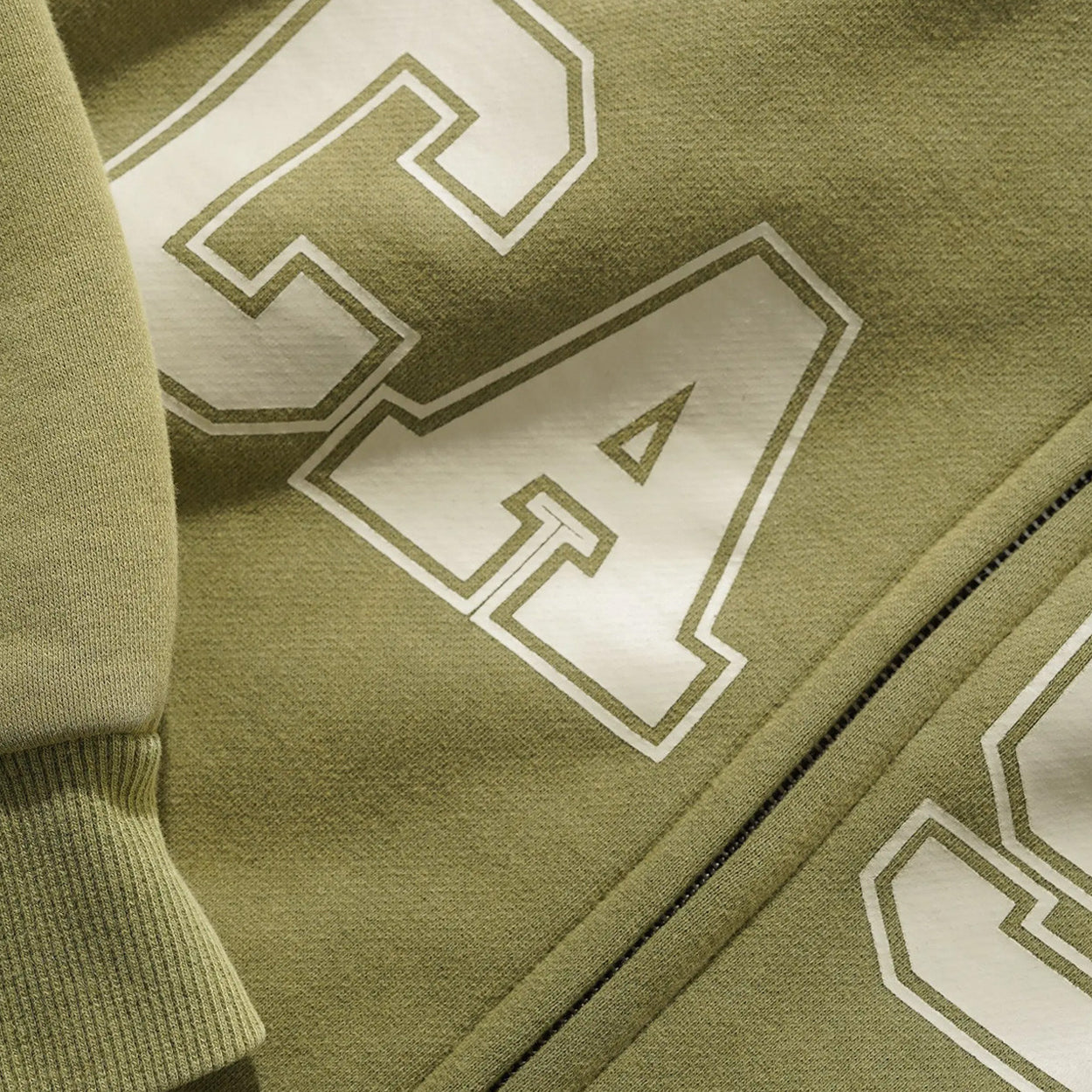 Cash Only Campus Zip-Thru Hoodie (Washed Olive)