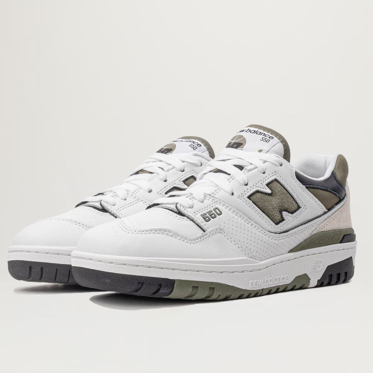 New Balance 550 (White/Dark Olivine/Black) - Size 5M::6.5W