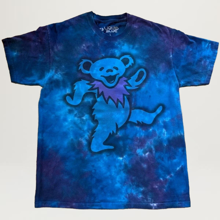 Liquid Blue Dancing Bears Tee (Blue Tie-Dye)
