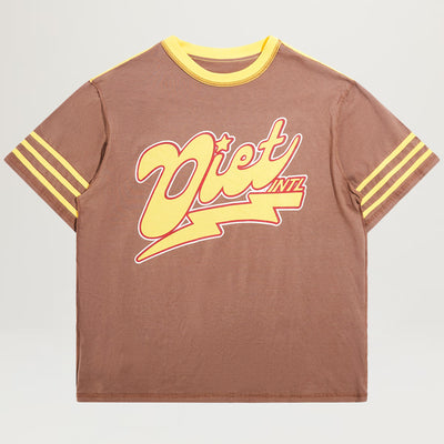 Diet Starts Monday Striped Bolt Tee (Brown/Yellow)