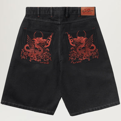 Butter Goods Dragon Denim Shorts (Washed Black)