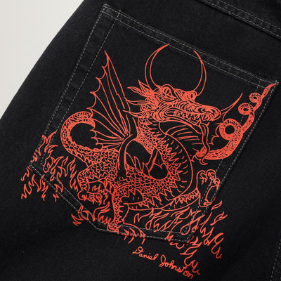 Butter Goods Dragon Denim Shorts (Washed Black)