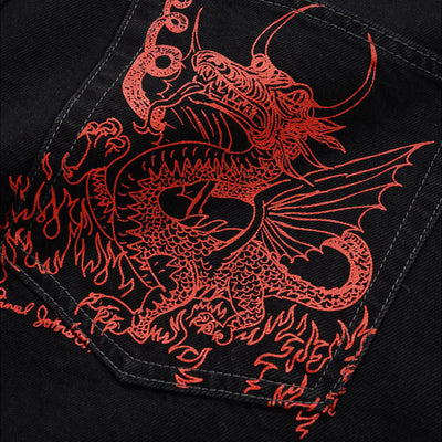 Butter Goods Dragon Denim Shorts (Washed Black)