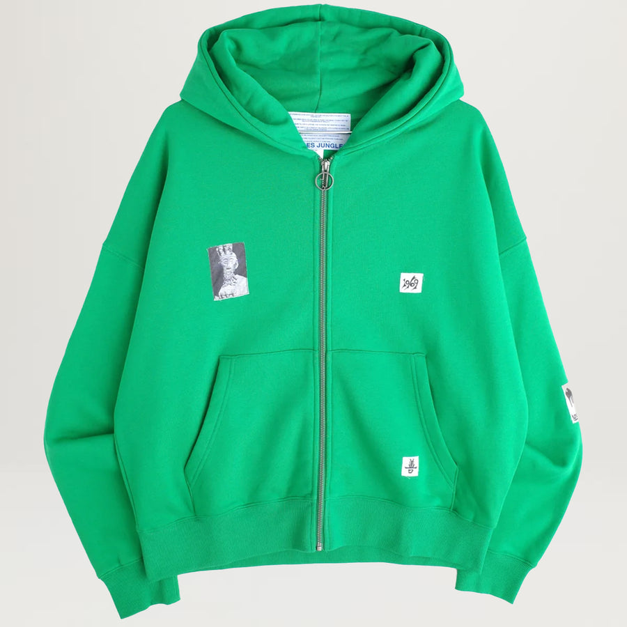 Jungles 1969 Patches Zip Up Hoodie (Green)