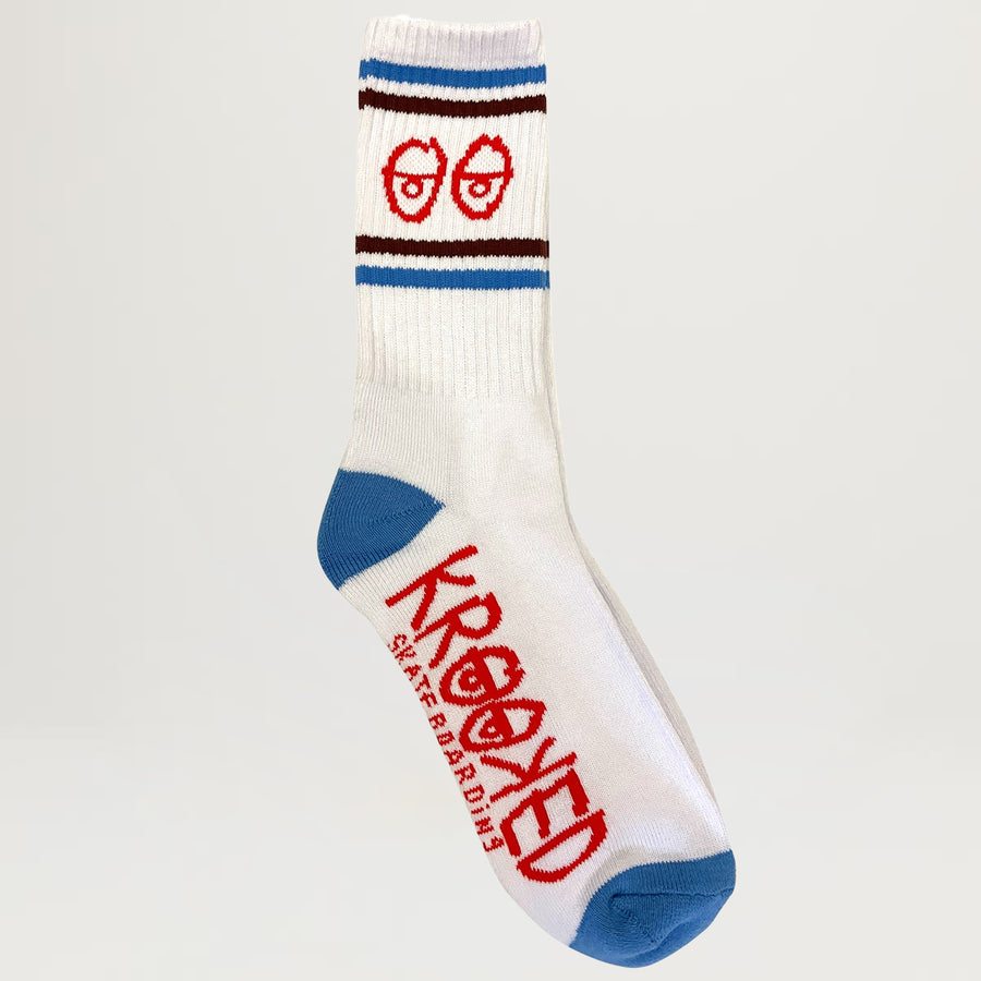 Krooked Eyes Sock (White/Blue/Red)