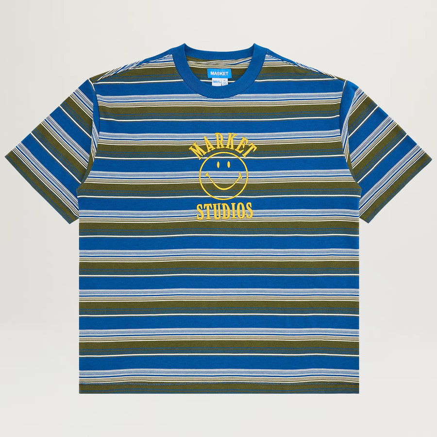Market Smiley Lockup Stripe Tee (Dazzling Blue)