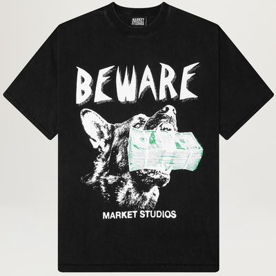 Market Beware My Income Tee (Washed Black)