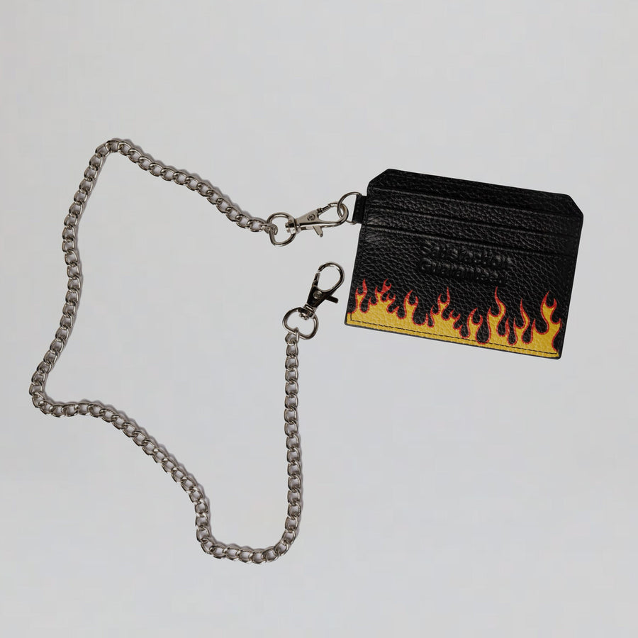 Pleasures Leather Card Holder W/ Chain (Black)