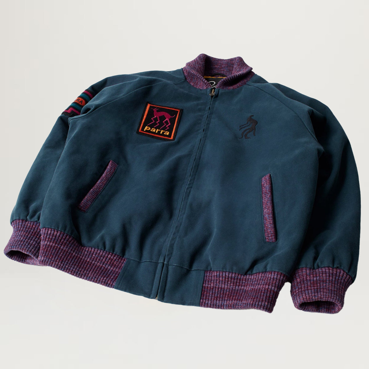 Parra Skull Stalker Varsity Jacket (Washed Blue)