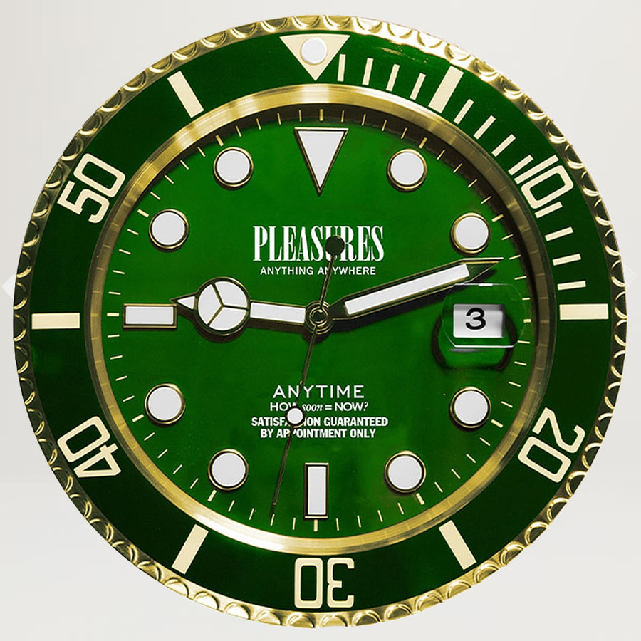 Pleasures Anytime Clock (Gold/Green)