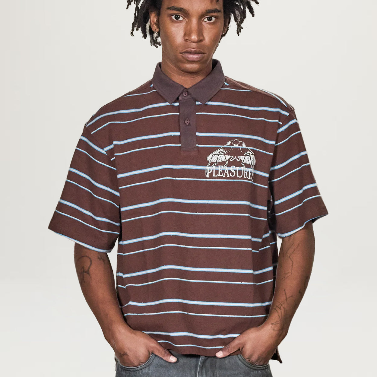 Pleasures Teleport Boxy Polo (Brown)