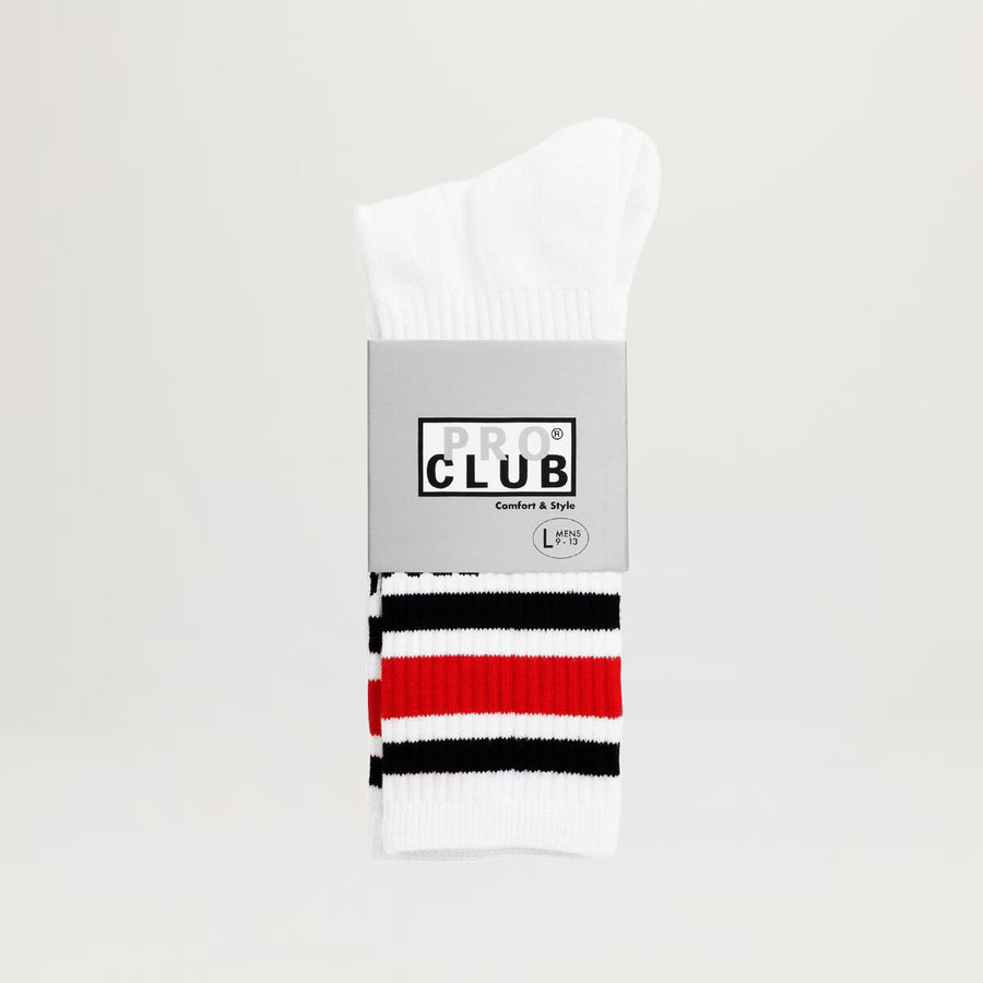 Pro Club Stripe Crew Sock (White)