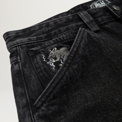 Real Street Cleaner Denim Short (Black Acid Washed)