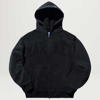 Market Shadow Arc Full Zip Hoodie (Washed Black)