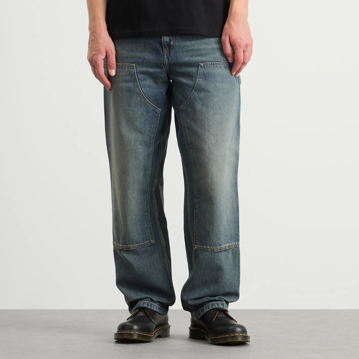 Carhartt WIP Double Knee Pant (Blue Worn Used Wash) - Size 40/32