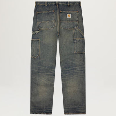 Carhartt WIP Double Knee Pant (Blue Worn Used Wash) - Size 40/32
