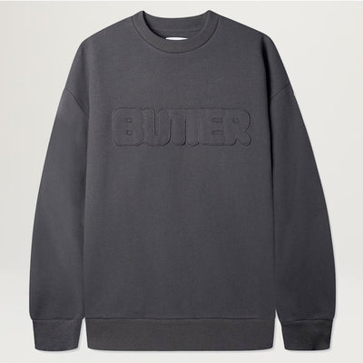 Butter Goods Fabric Applique Crewneck Sweatshirt (Washed Black)