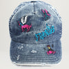 Jungles Friends distressed Denim Cap (Denim)