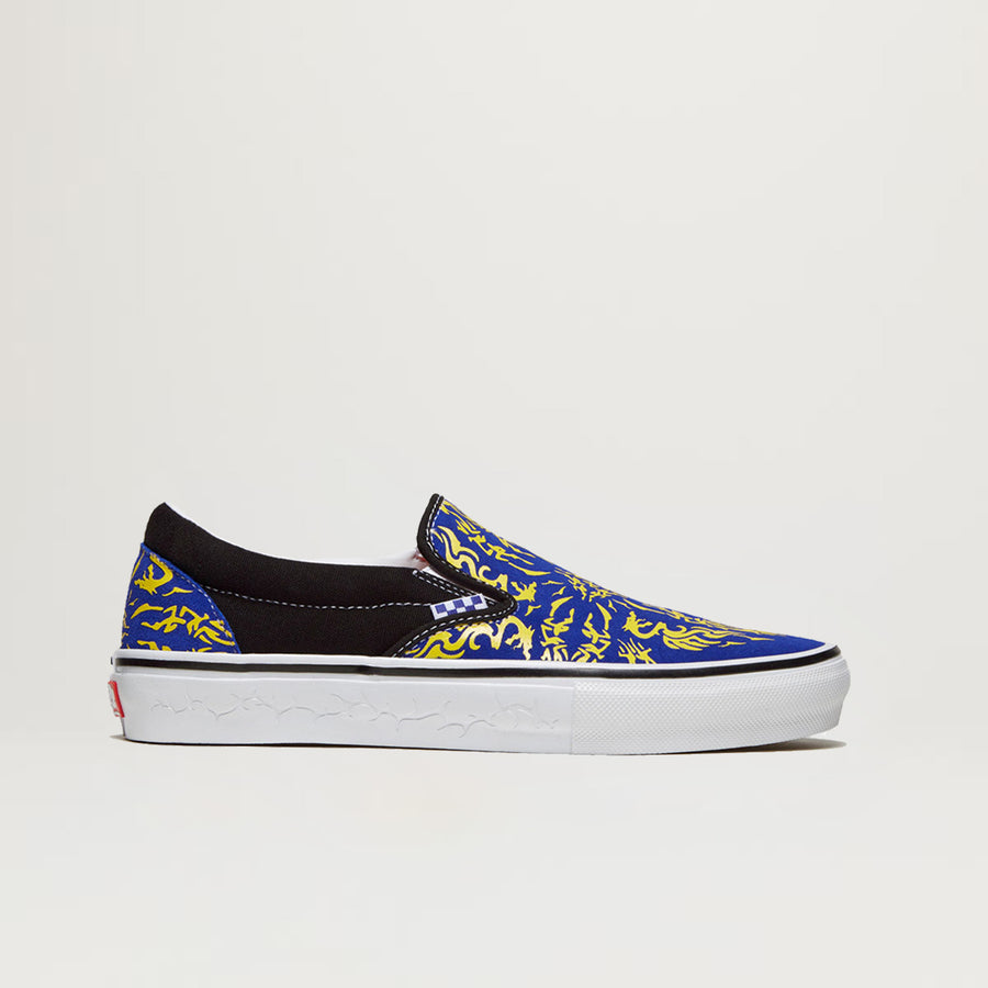 Vans Skate Slip On (Dragon Flame Blue/Yellow) - Size 9.5