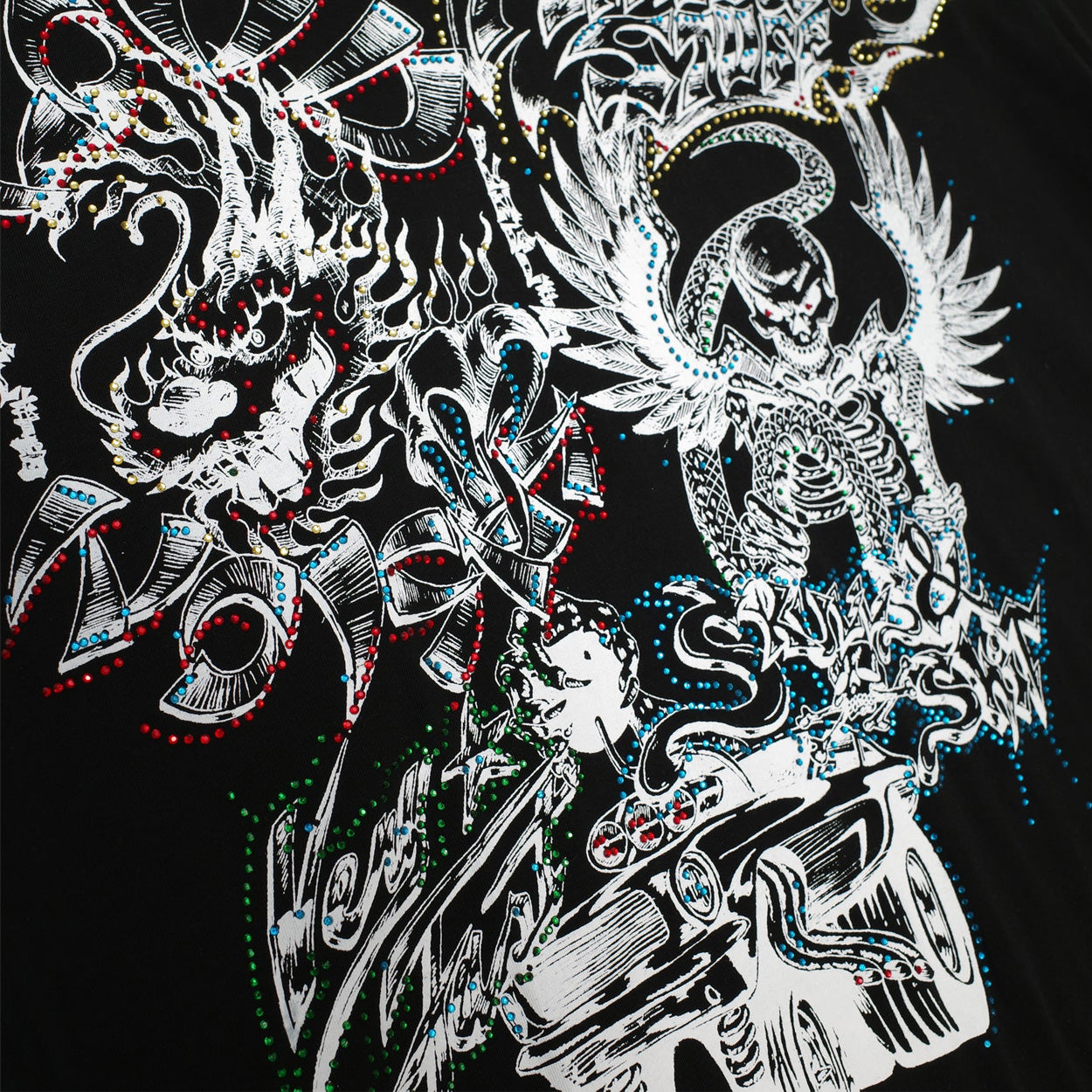 Jungles Flames N Stuff Rhinestone Tee (Black)