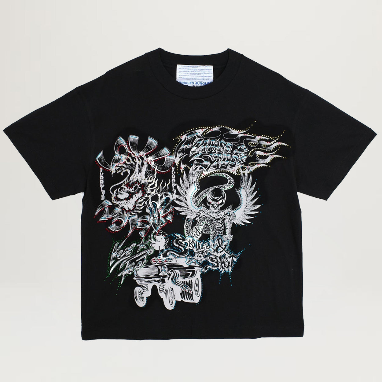 Jungles Flames N Stuff Rhinestone Tee (Black)