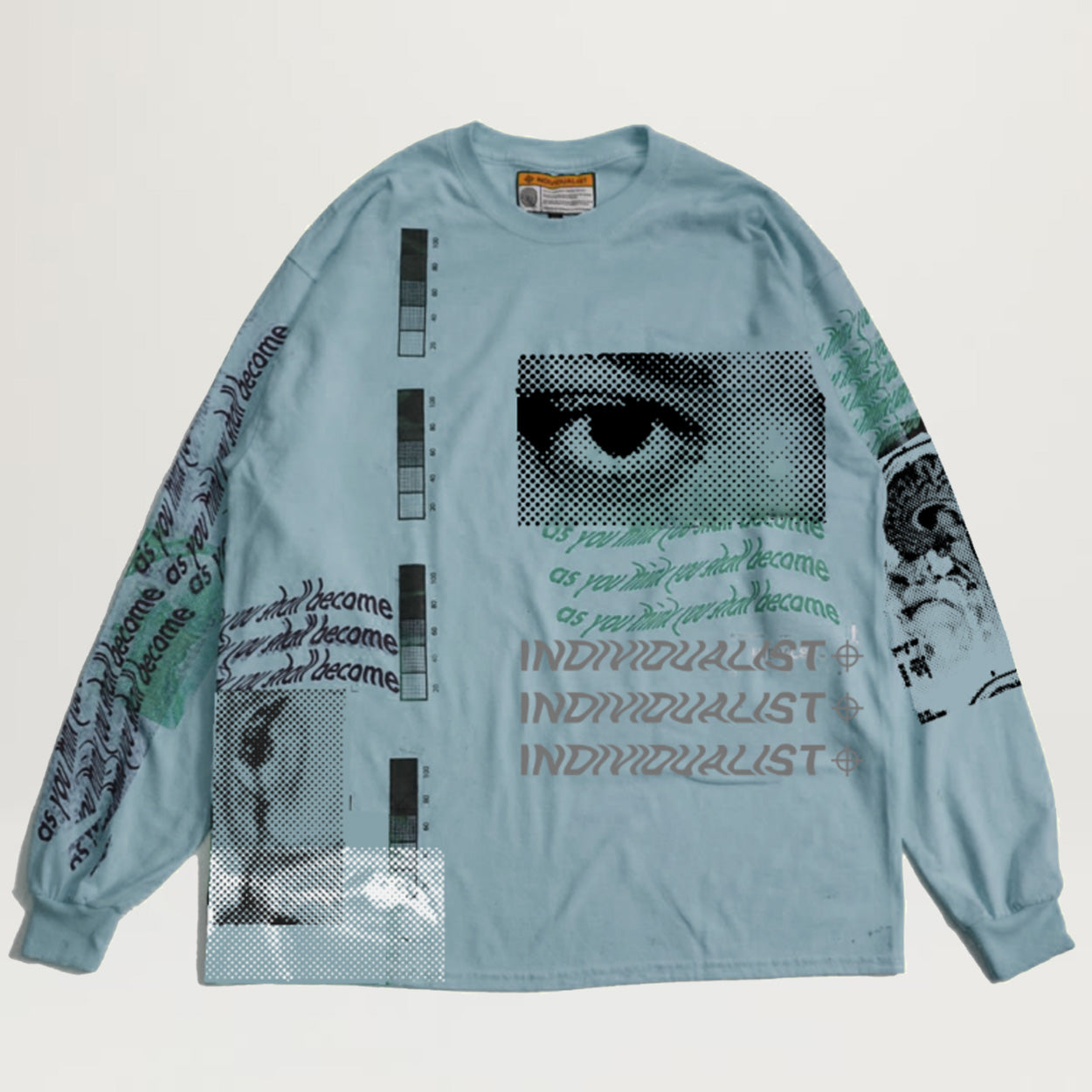 Individualist Random Hand Printed L/S Tee (Sage)