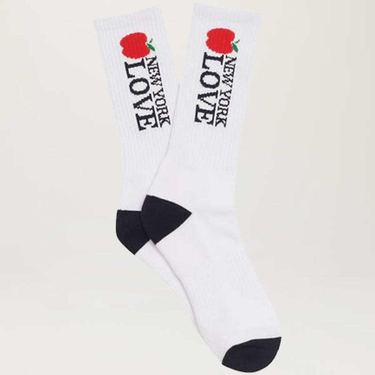 Adult Crew Length Big Apple New York Socks | White/Red NYC Socks 