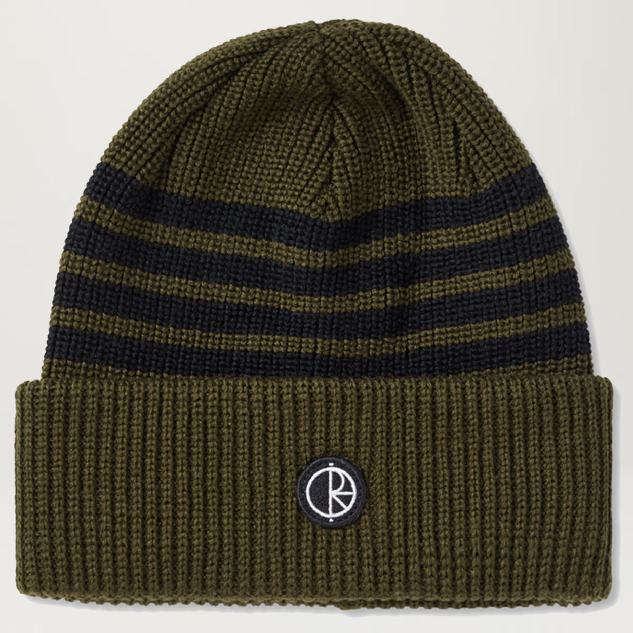 Polar Stripe Merino Beanie (Army Green)