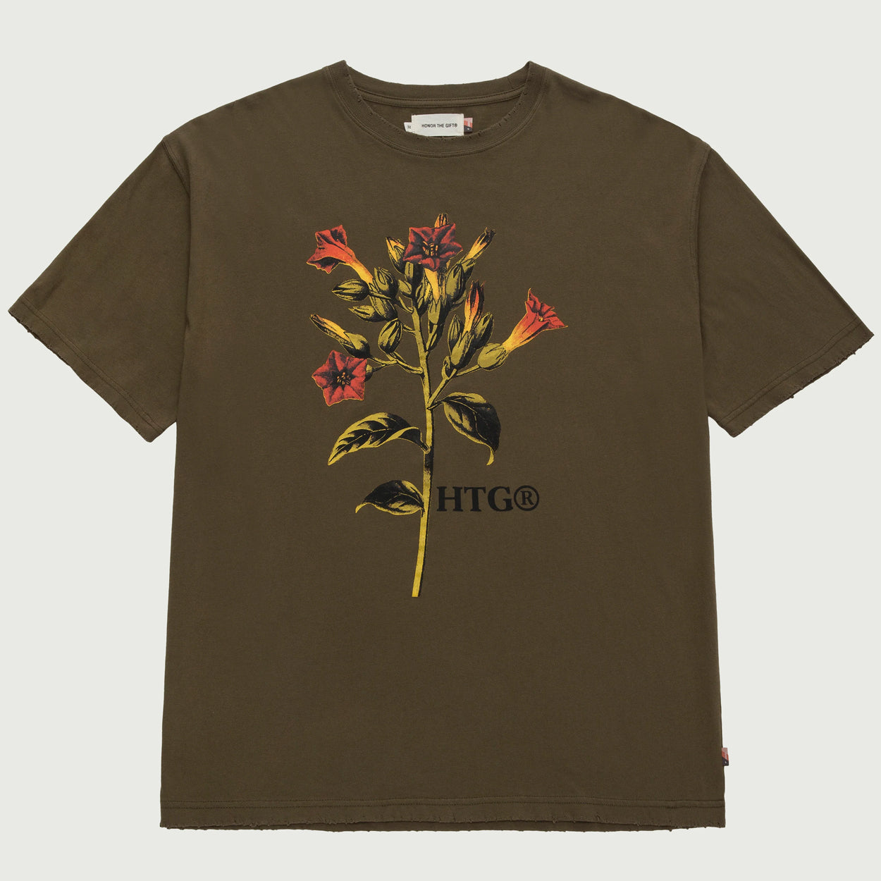HTG Tobacco Flower Tee (Olive)